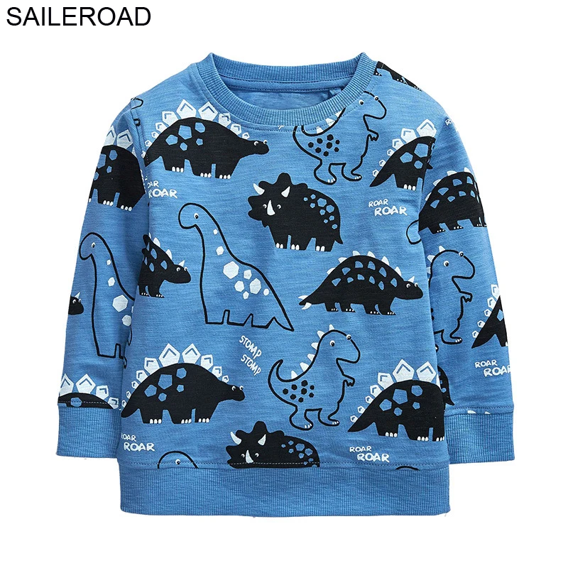SAILEROAD/толстовки с вышивкой динозавра для мальчиков 2-7 лет; Детские футболки с длинными рукавами; весенние детские толстовки с капюшоном; одежда из хлопка - Цвет: 9040 same picture