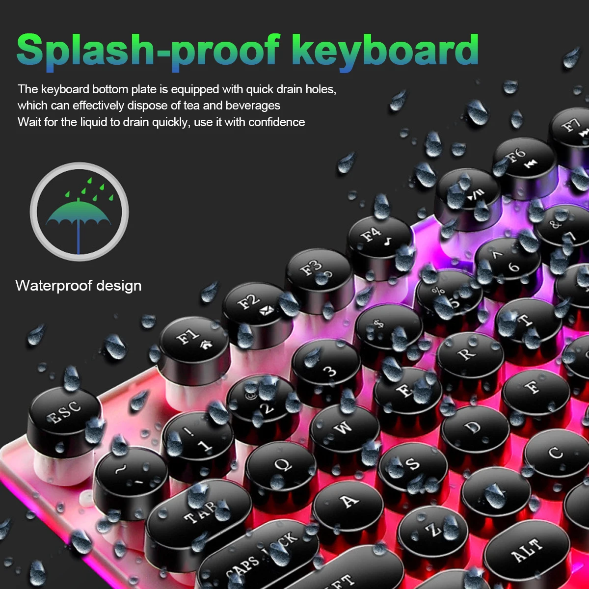 

USB Wired Gaming Keyboard 104 Keys Mechanical Feeling Gamer Backlit Keyboard for Computer Laptop Notebook Retro Gaming Punk