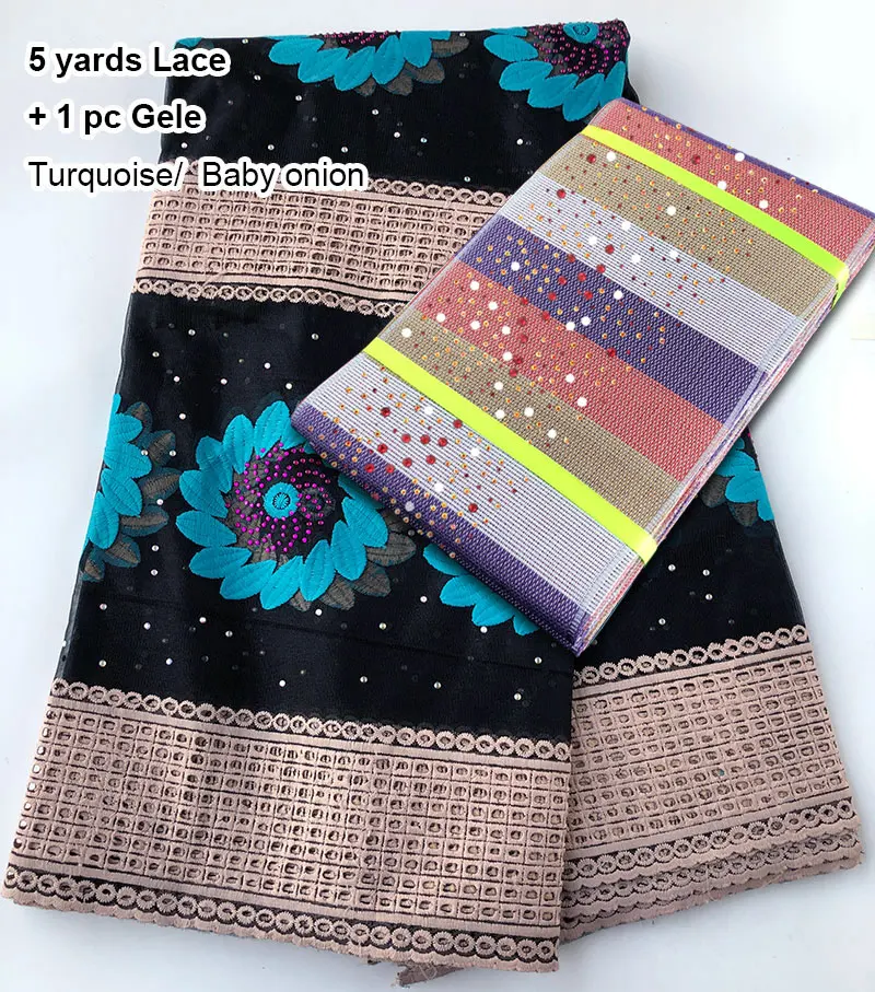 5 ярдов Африканское французское кружево красивая Тюлевая ткань подходящие камни