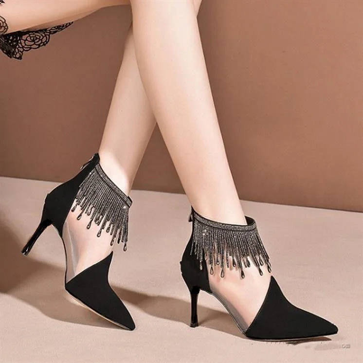 

Fashion Ankle Wedding 2021 High Heels Pumps Women Shoes 2020 Open Toe Pointed A066