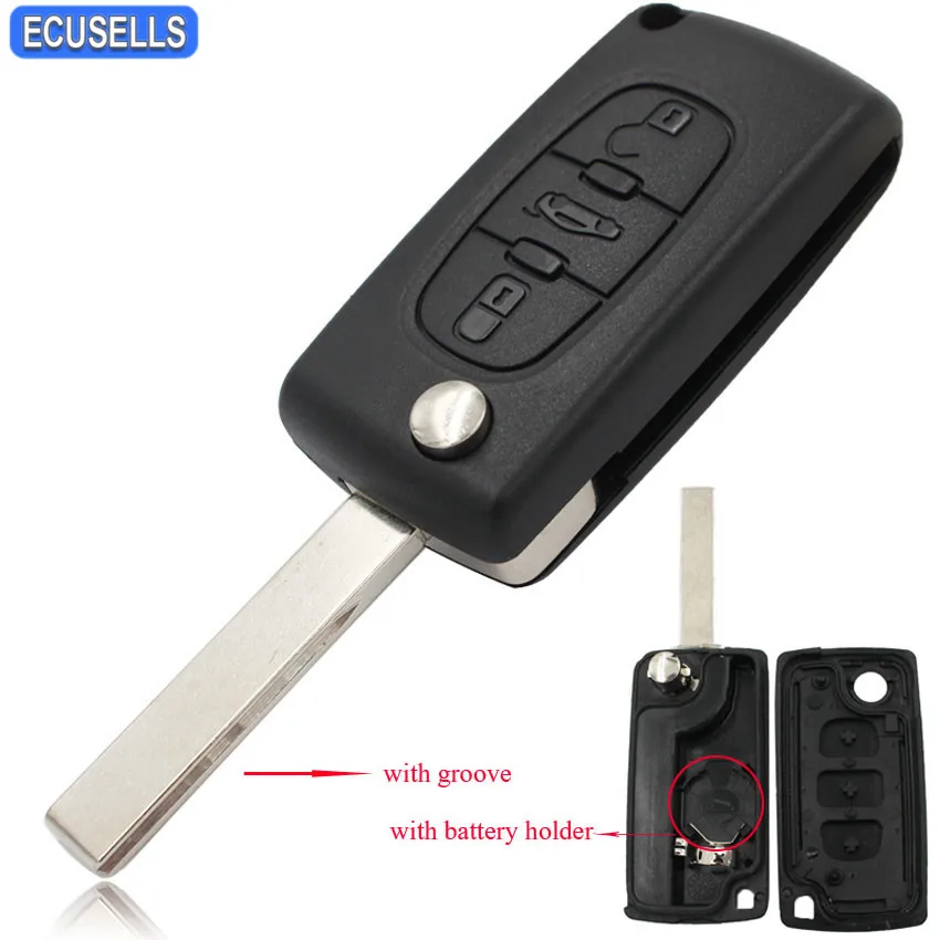 Новый Сменный складной чехол для автомобильного ключа пульта с 3 кнопками Peugeot 107