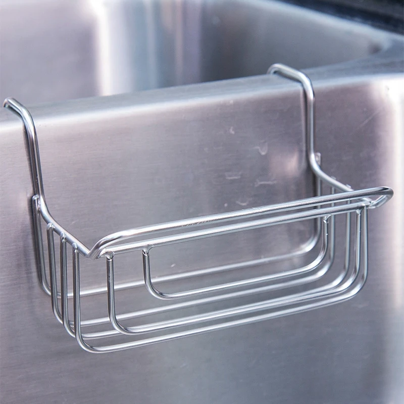 

Kitchen Sink Organizer Stainless Steel Hanging Sponge Holder Towel Rack Sink Drainer Basket Cleaning Tool Storage Organizer