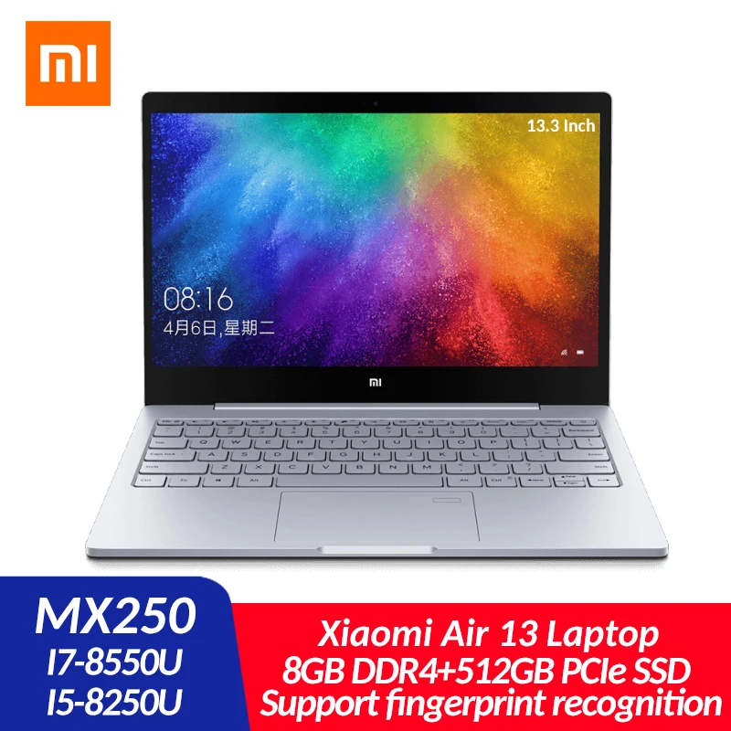 Оригинальные Xiaomi Mi ноутбук Air 13 тетрадь 3 дюймов MX250 i5 8250U/i7 8550U 8 Гб DDR4 512 PCIe SSD