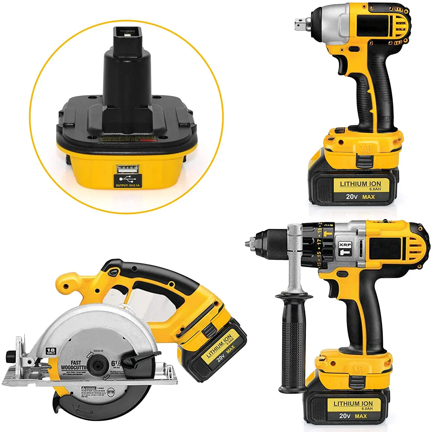 Адаптер для аккумулятора 20 в DCA1820, преобразователь Dewalt 18 в, литиевая батарея 20 в для DC9096, DE9098, DE9096 с USB (art.: 3920b84aee659) - 3920b84aee659