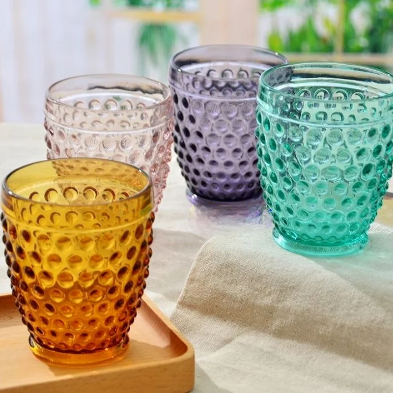 

whiskey glass crystal water bottle kawaii cup Cup wine glass Colorful dot glass retro creative water glass juice drink cup