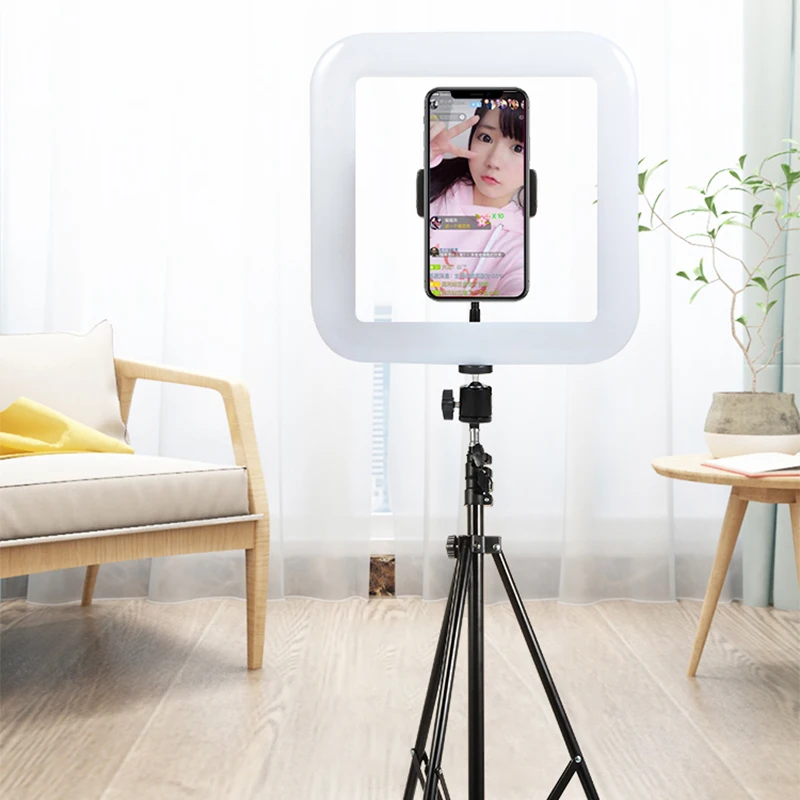 Кольцевой светильник 14 дюймов светодиодный с регулируемой яркостью для селфи