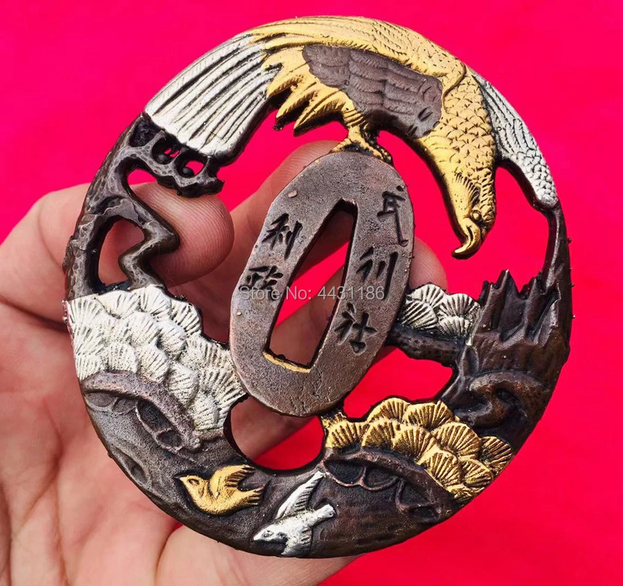 Высококачественный японский самурайский меч защита TSUBA тема орла латунная
