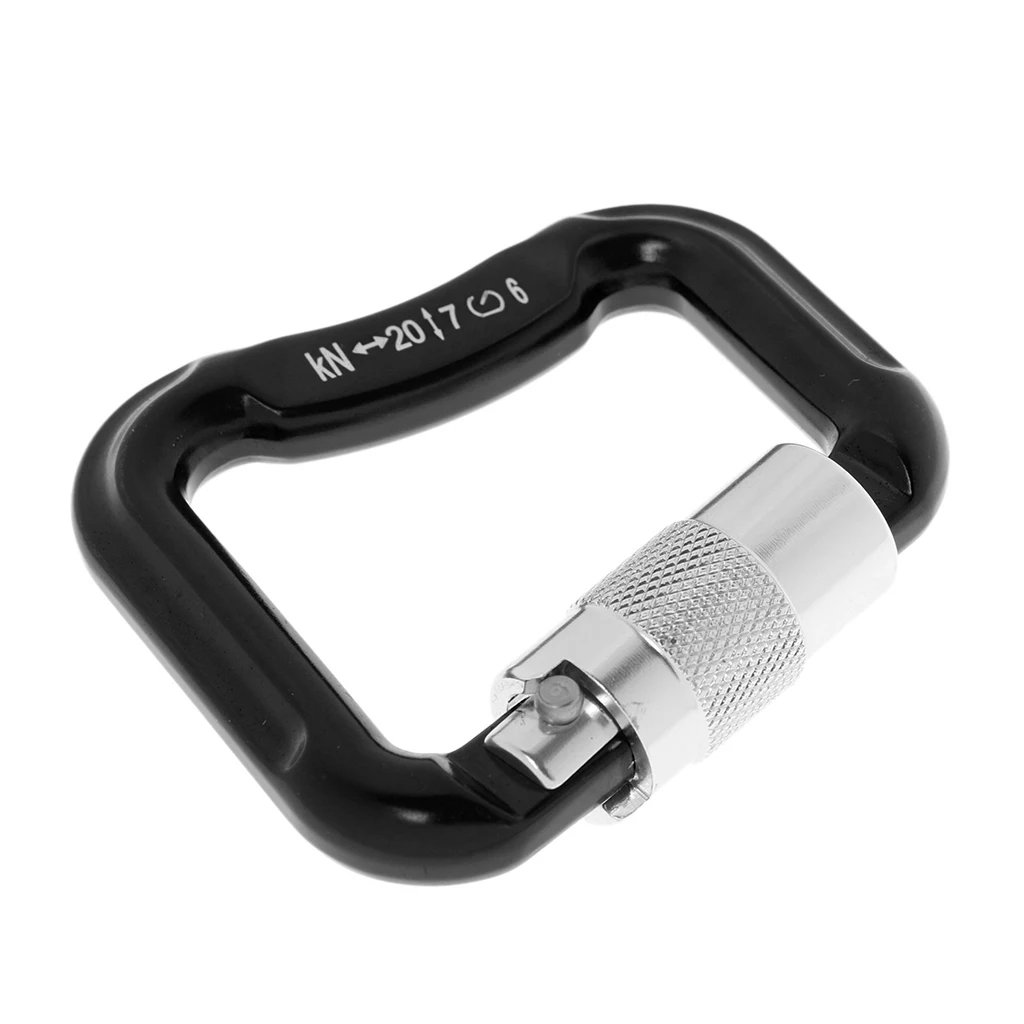 

4 Pieces / Set 20KN Abseiling Paragliding Parachute Climbing Snap Hook Clasp Screw Locking Carabiner, Black