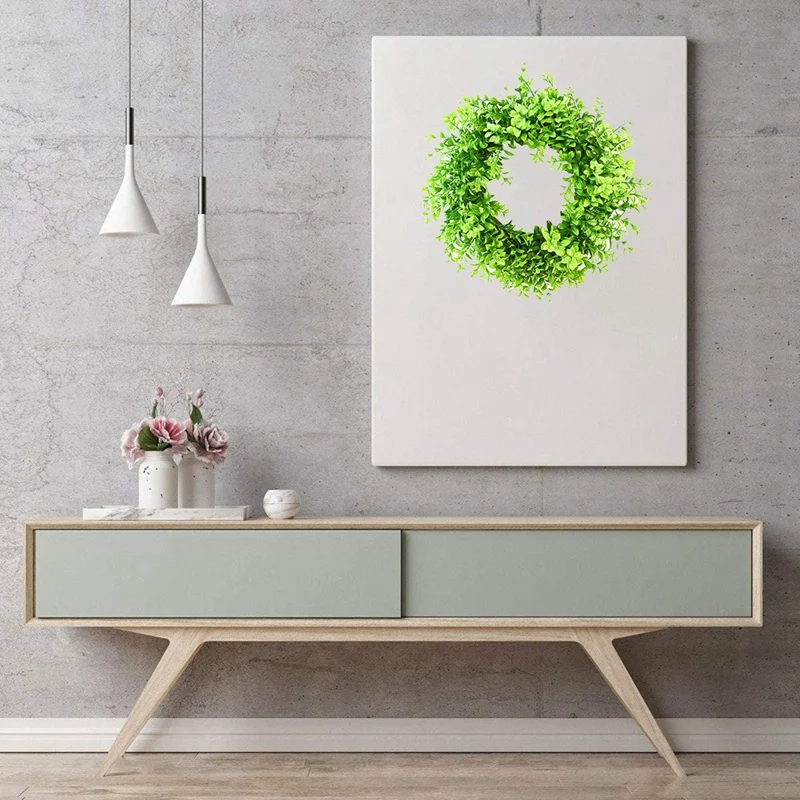 Искусственный венок из самшита с зелеными листьями для дома и улицы зеленый