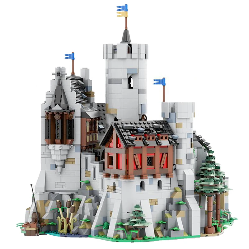 MOC City Germany Medieval Lowenstein Castle Building Blocks Home Decoration Defensive Architecture Bricks Model Children Toys | Игрушки и