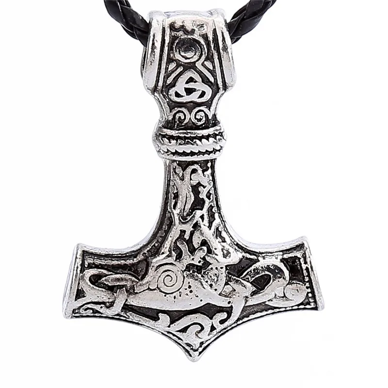 

Unisex Vintage Jewelry Punk Style Viking Pendant Thors Hammer Mjolnir Necklace Viking Rune Amulet No Men Necklace For Women