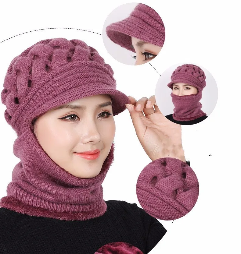 Зимние шапки Skullies Beanies, шляпа для мамы, бини для женщин, шерстяной шарф, шапки, Балаклава, маска, капот, вязанные шапки в полоску