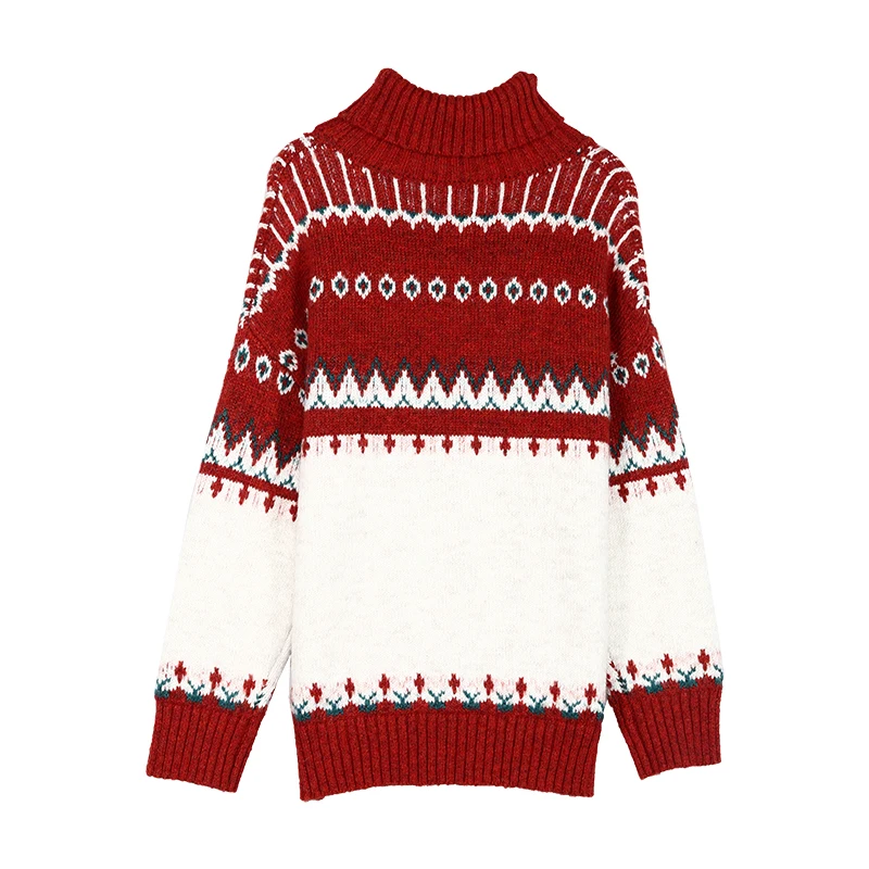 

Big sister home homemade sweethearts outfit winter sets new turtleneck sweater Christmas women long sleeve joker thickening