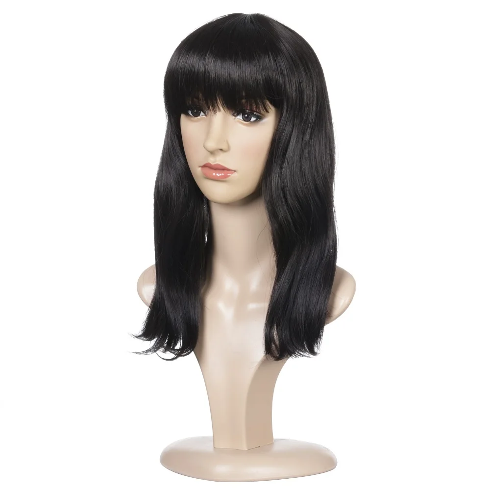 Натуральный прямой парик с челкой 17 ''синтетический для белых/черных женщин