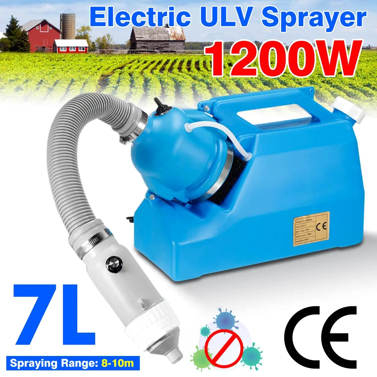 

7L Agricultural Electric Sprayer ULV Disinfecting Fogger Machine 110V/220V Intelligent ULV Cold Fogger With CE Garden Tools