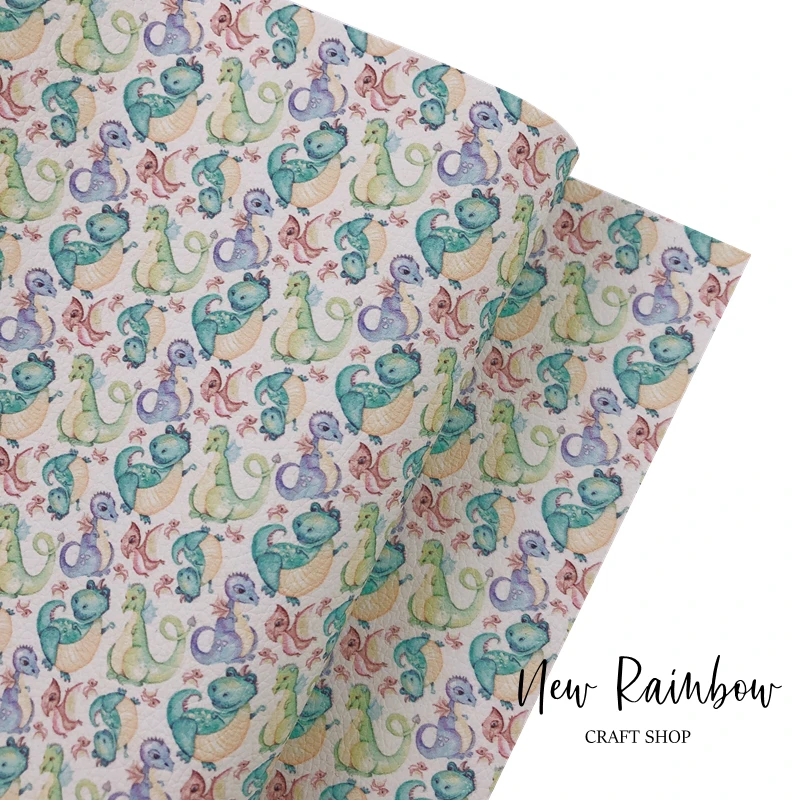 Новинка Радужный 30x13 8 см/рулон Agua Hello Dino Pu личи искусственная кожа для