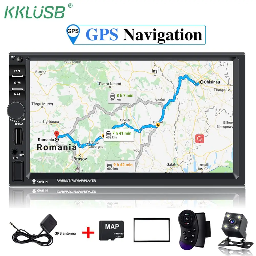 Автомобильный Радио Стерео gps навигация Bluetooth USB SD 2 Din сенсорный автомобильный