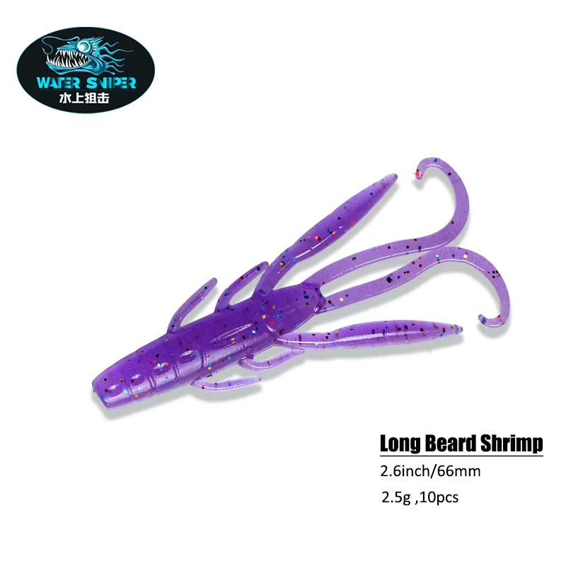 

Water Sniper 66mm 2.5g Fishing Shrimp Bait Salt Smell Soft Worm Lure For Bass Fishing Jig-Trailers Wobbler