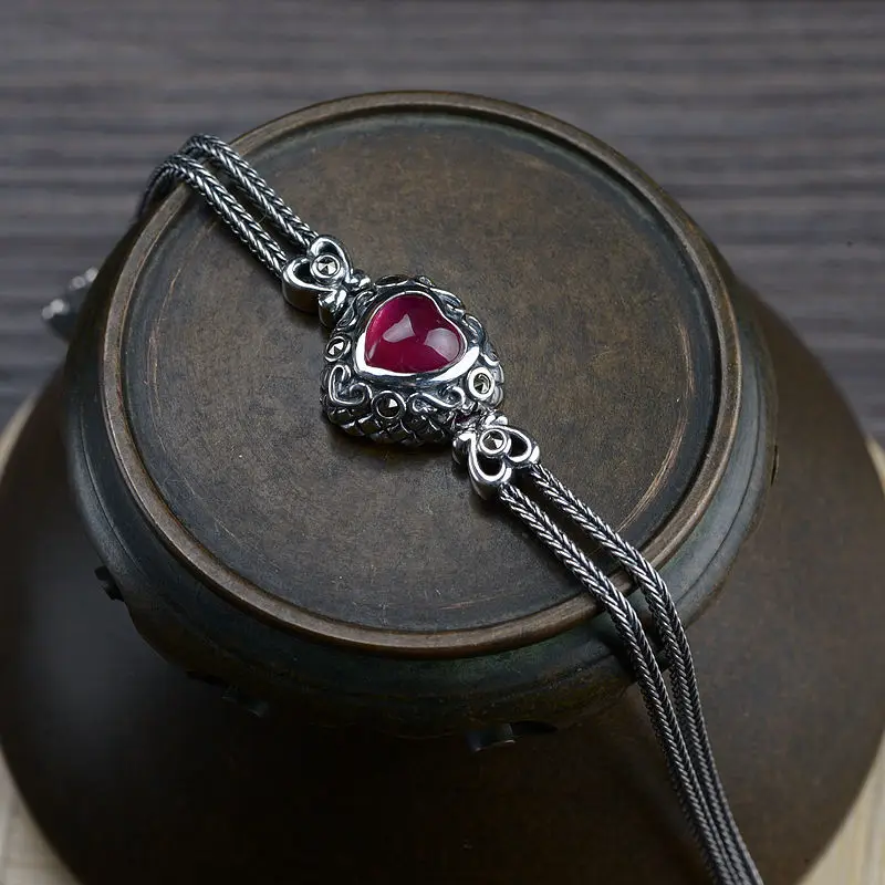 

925 Sterling Silver Braided Chain Bracelets For Women Heart Charm Personalized Bracelets Armbanden Voor Vrouwen