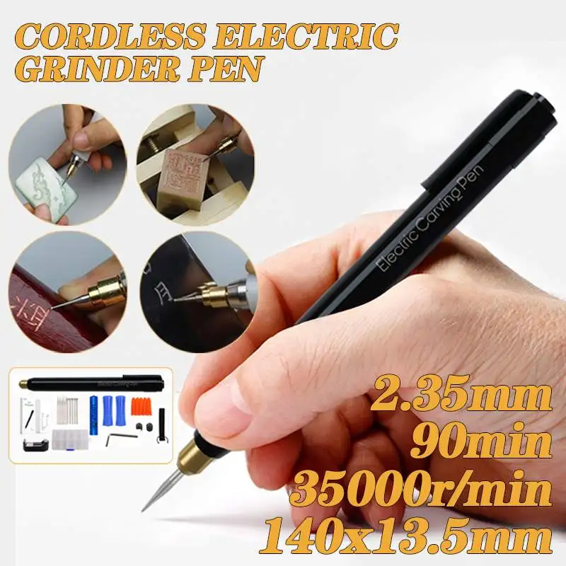 

35000 об./мин. мини ручная электрическая гравировальная ручка, перезаряжаемый гравер, режущий инструмент «сделай сам», набор шлифовальных пол...