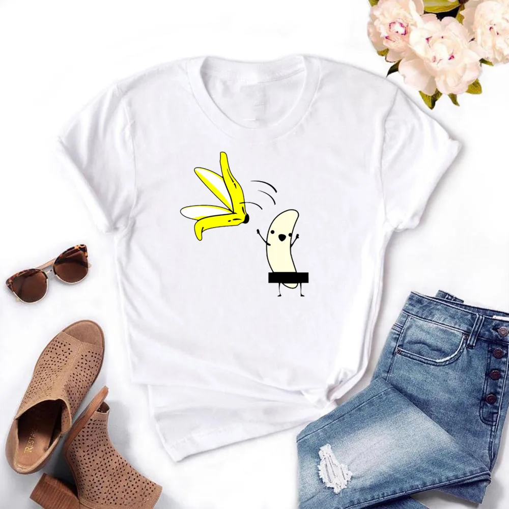 Футболка женская с рисунком Повседневный хлопковый топ в стиле Харадзюку банан