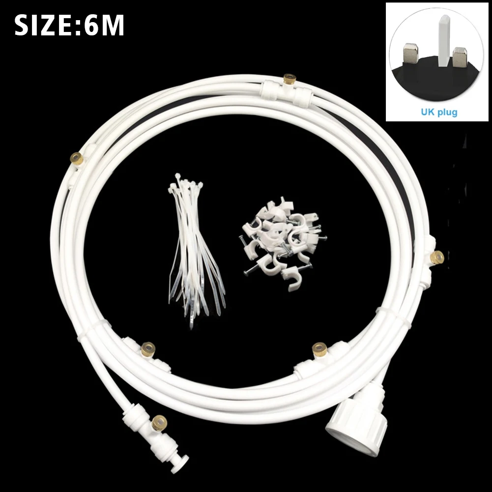 

Greenhouse Patio Misting Cooling System Quick Connect Garden Irrigation Water Spray With 12V Pump Humidify Brass Nozzles Hose