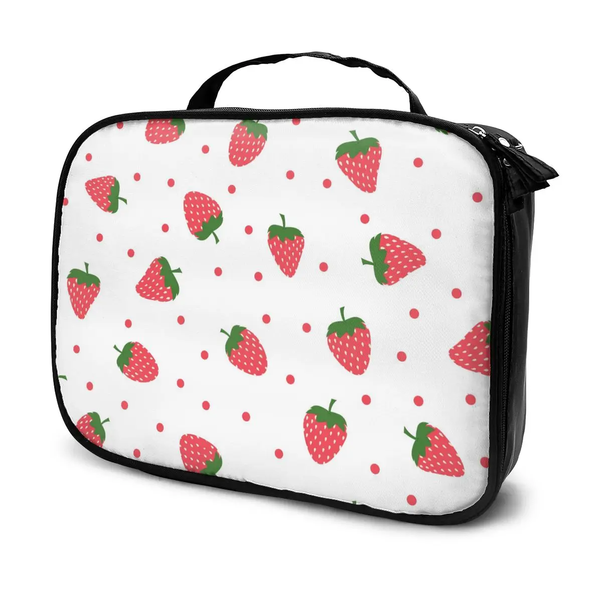 

Портативная косметичка для женщин, водонепроницаемый дорожный органайзер для косметических принадлежностей с яркими клубниками, чехол дл...
