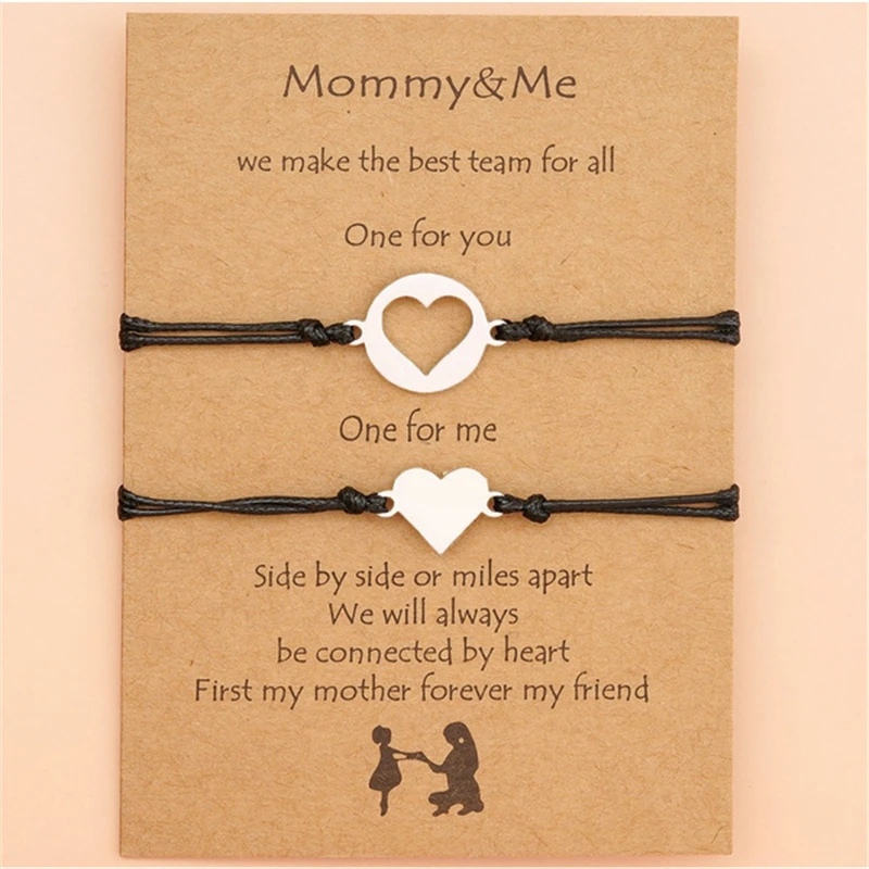 

Mother Daughter Bracelets Set 2pcs Mommy and Me Matching Stainless Steel Love Heart Butterfly Mother's Day Bracelet Jewelry Gift