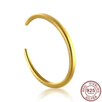 925 sterling silver ring for women men gold color simple fashion glossy thin tail ring adjustable open finger band fine jewelry