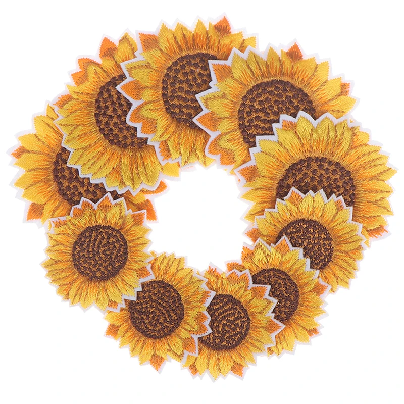 5 шт./лот патч с вышивкой в виде подсолнуха наклейка утюгом для пришивания цветов