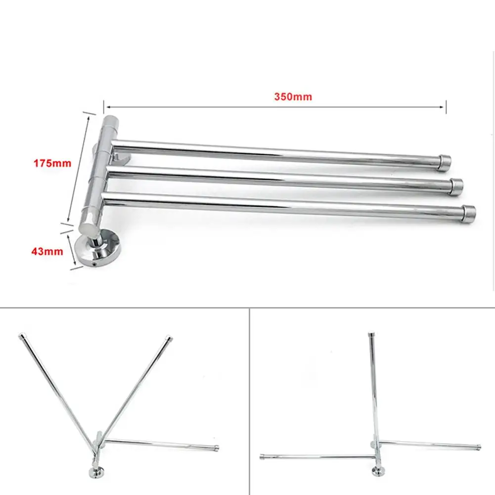 

Bathroom Towel Rack Rotating Towel Holder Wall Mounted Towel Hanger Stainless Steel Swivel Rack 2/3/4 Bar Bathroom Shelf Rail