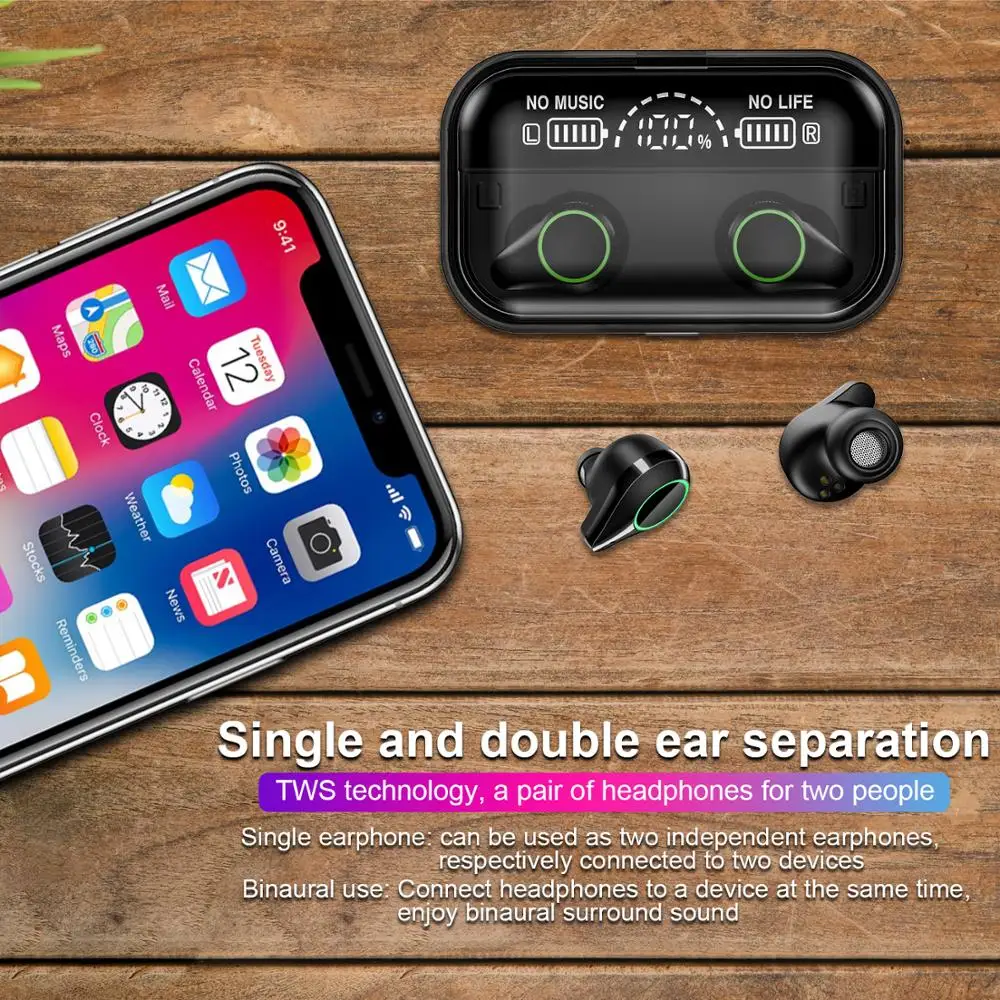 T10 TWS Bluetooth гарнитура отпечаток пальца сенсорный HD Стерео шумоподавление игровая