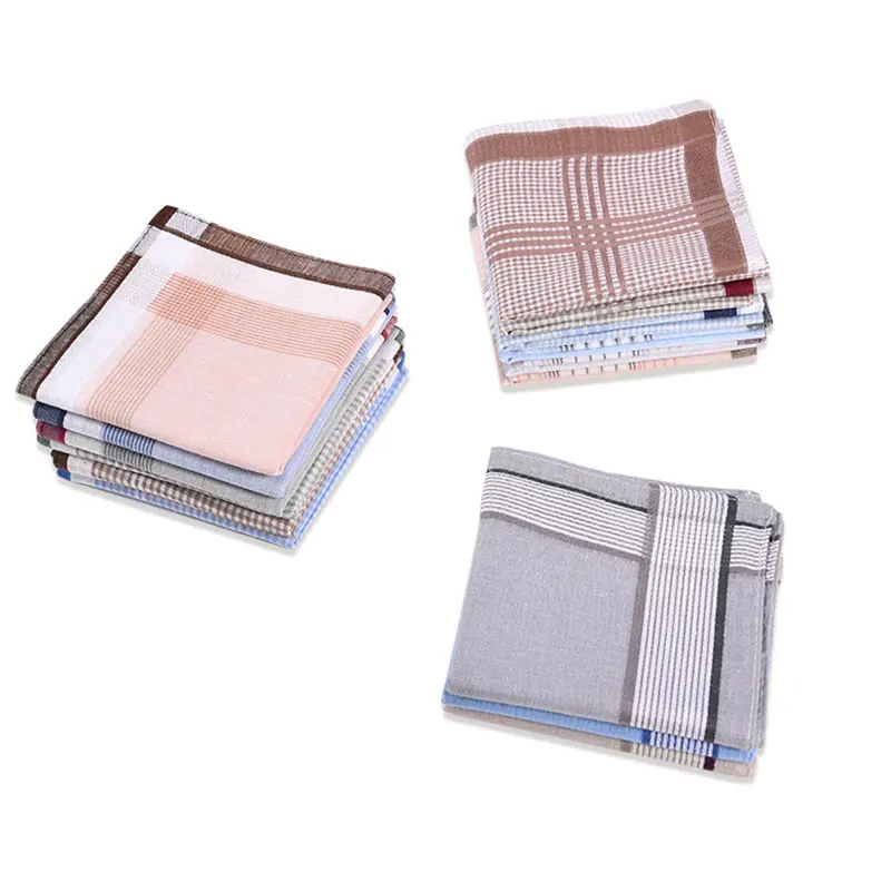 3 шт./лот квадратные клетчатые полосатые носовые платки для женщин Хлопковое