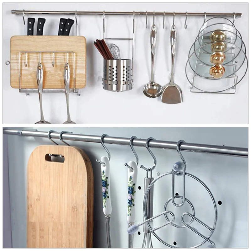Kitchen Hanging Hanger Closet Storage Holders Organizer Household Home Essential Useful New S Shaped Stainless Steel Hooks Clasp