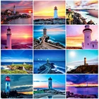 HUACAN DIY Алмазная картина полностью квадратный Маяк 5D алмазное искусство Вышивка пейзаж ручной работы Домашний Декор подарок