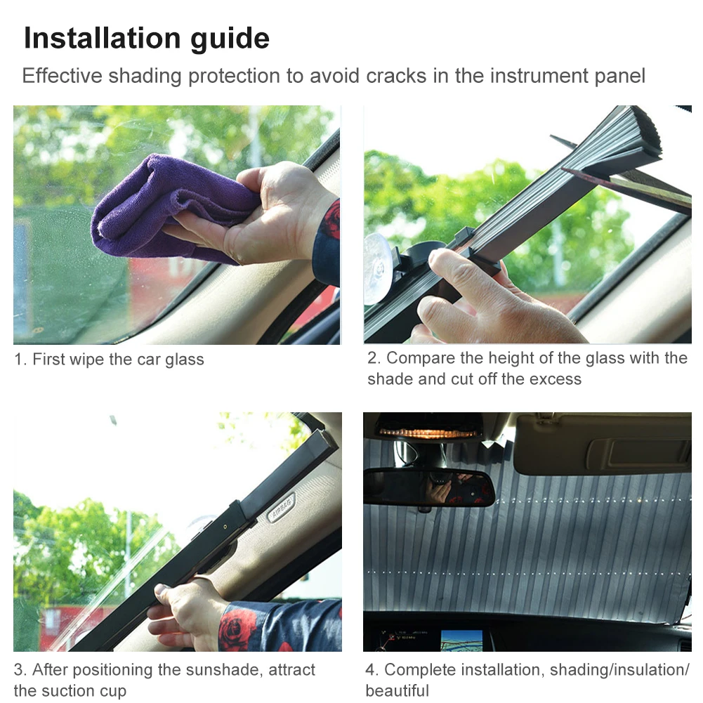 

Car Sunshade Cover Windshield Cover Retractable Windshield Visor Front Window Sunscreen Insulation Sun Shield