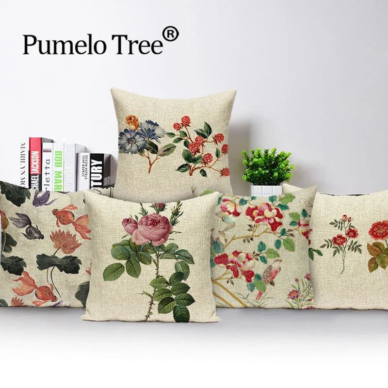 

Винтажные искусственные наволочки, Цветочные Декоративные наволочки для подушек, льняные Чехлы для диванных подушек Kissenbezug