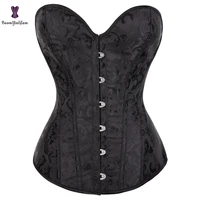 blackwhite jacquard womens sexy lingeire underwear steel boned overbust shapewear corset lace up boning corset bustier 8103