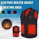 В наличии S-4XL 5 зон умный теплый хлопковый жилет USB Инфракрасный Электрический нагревательный жилет уличная Гибкая теплая зимняя куртка