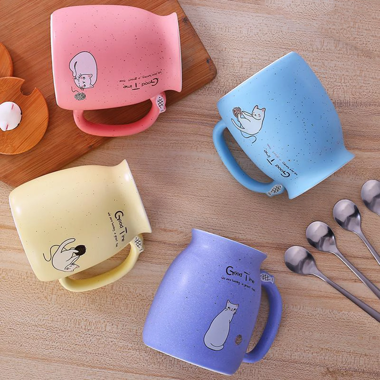 Симпатичная керамическая чашка в виде кошки для горячего холодного чая кружка