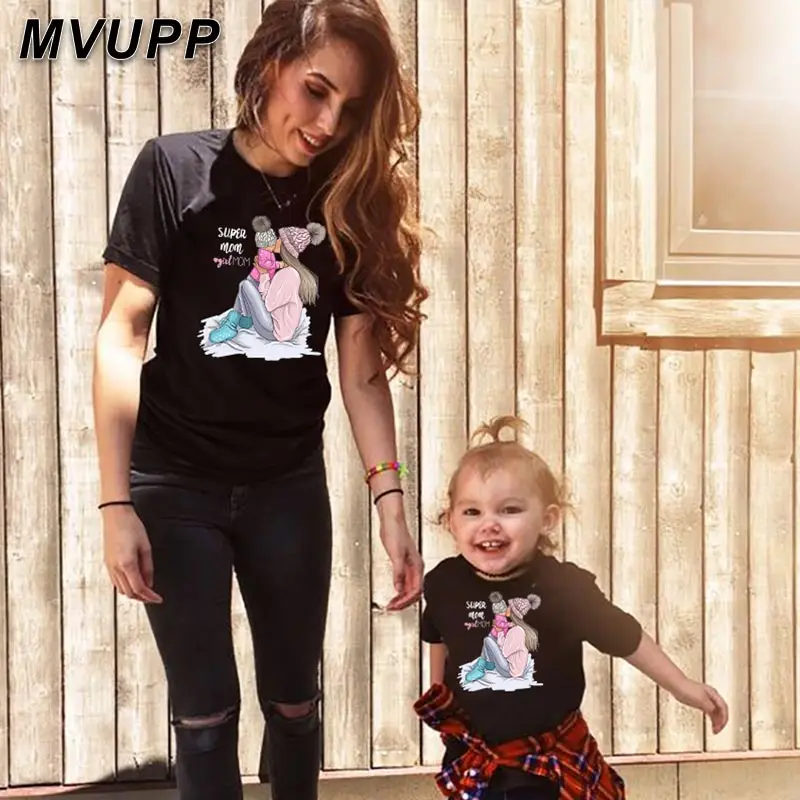MVUPP футболка для мамы и дочки подходящая ко всему Одежда семейная одежда мама