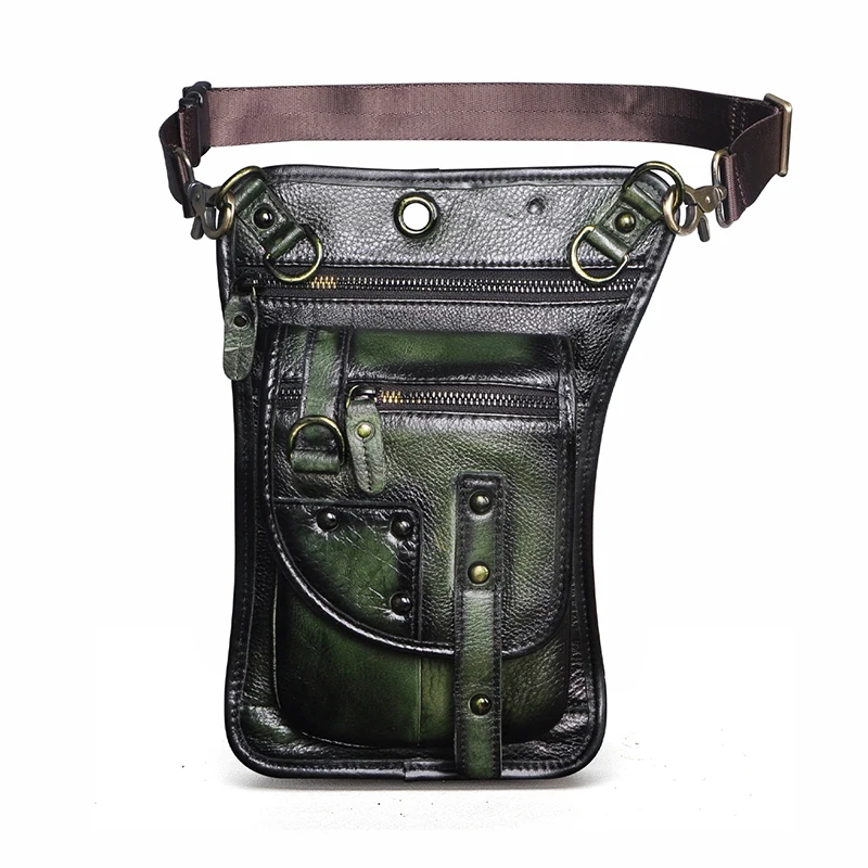 

Soft Grain Leather Female Women Men One Shoulder Messenger Bag Hook Fanny Waist Pack Belt Bag Phone Case Drop Leg Bag 2141