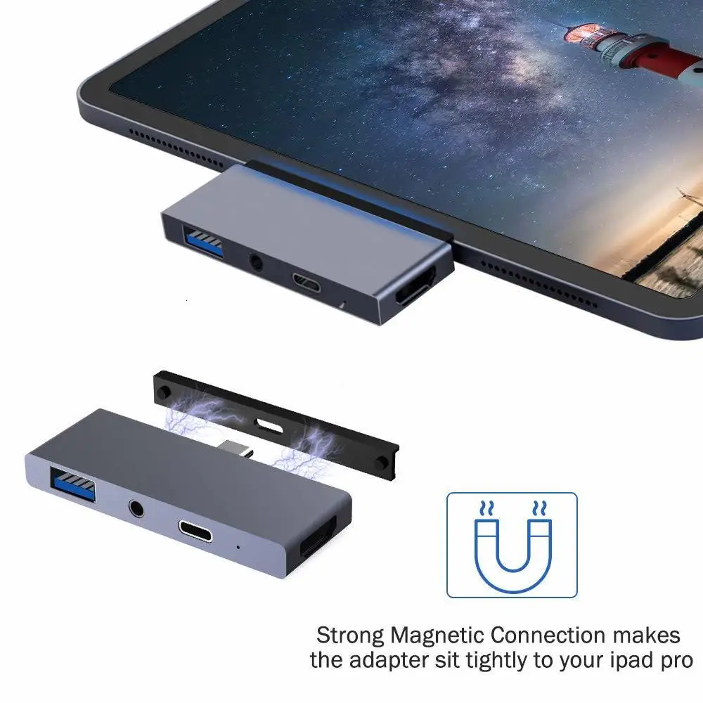 USB C-концентратор для Ipad Pro адаптер-ключ с 4k HDMI зарядки 60 Вт 3 0 5 мм док-станция