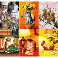 5d diy diamond painting cute cartoon animal cat full drill embroidery cross stitch mosaic wall sticker home decor gift for kids