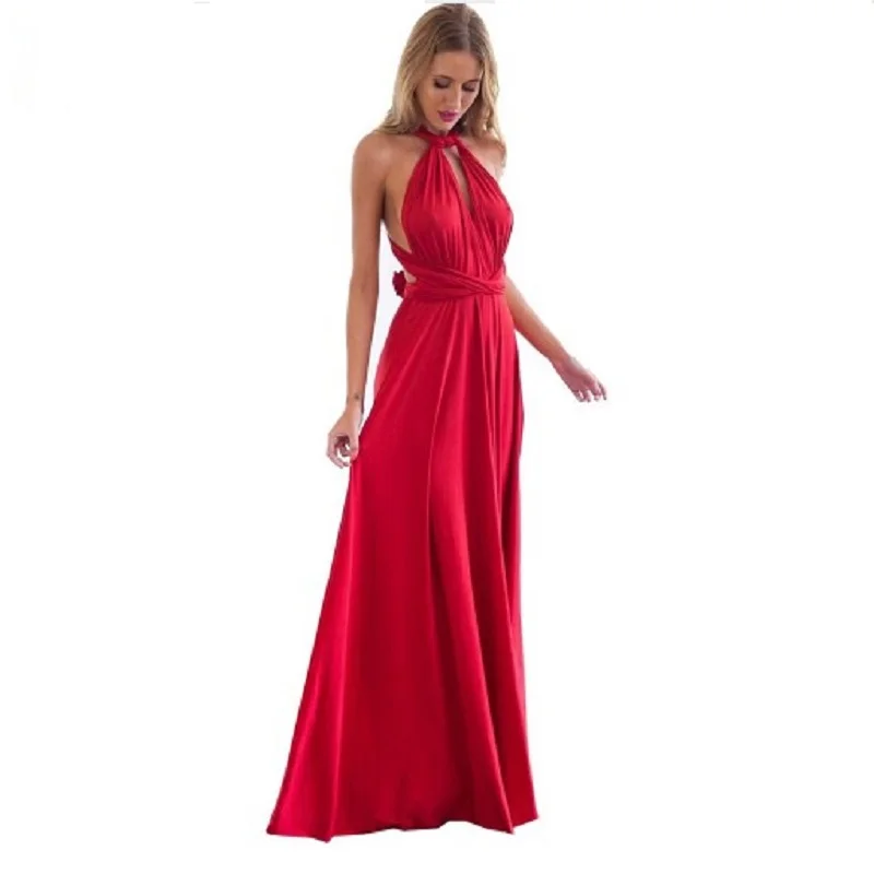 

Sexy Women Multiway Bridesmaid Dress Wrap Convertible Boho Maxi Club Red Bandage Long Dress Party Infinity Robe Longue Femme