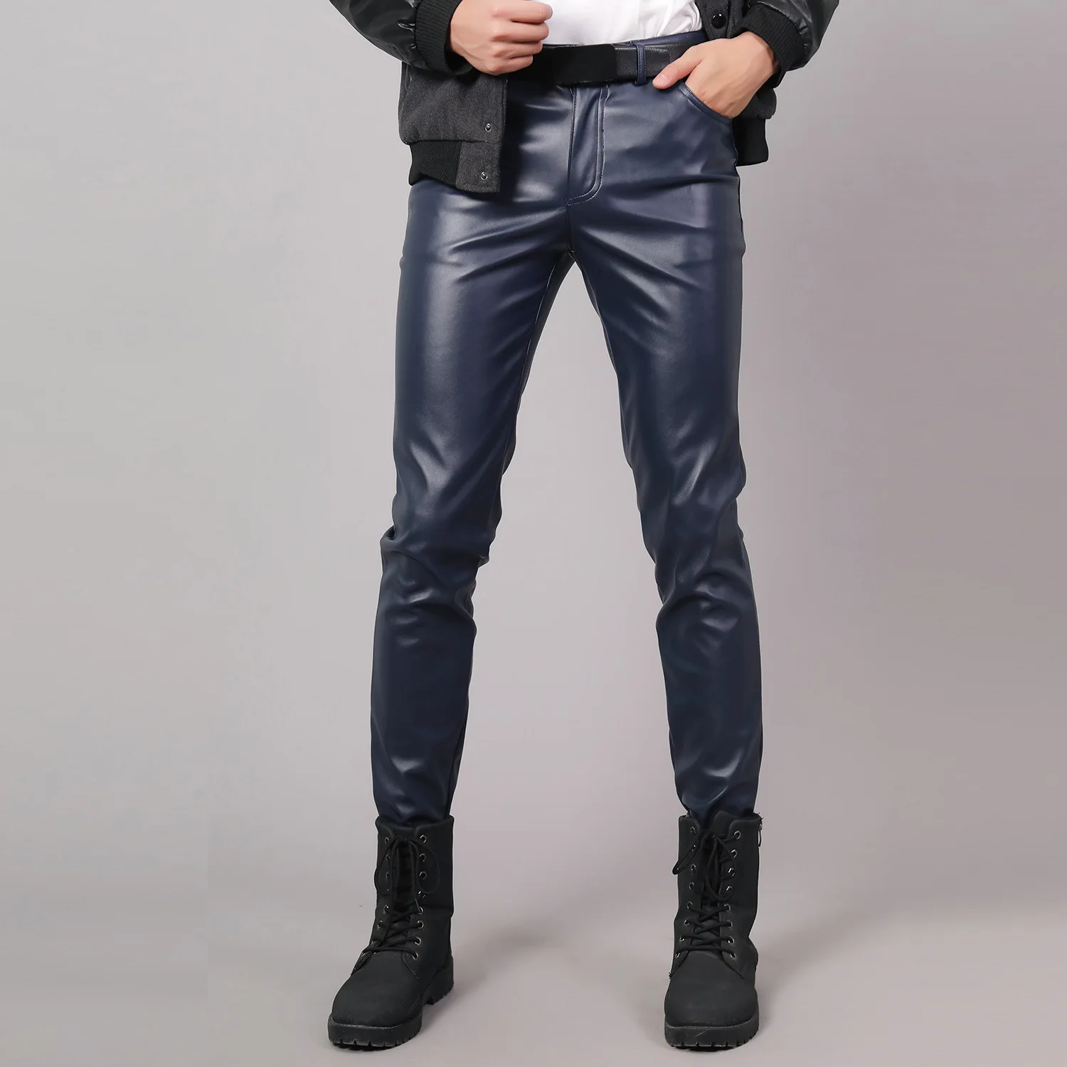 Idopy Men`s Faux Leather Pants Gold 
