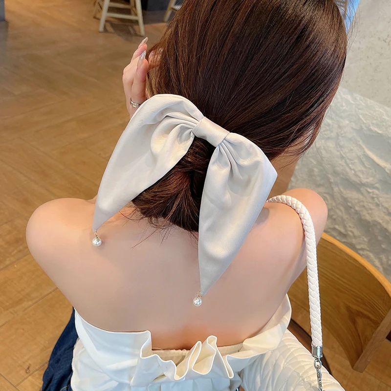 

1PC Fashion Solid Color Big Bow Hairpins For Girls Woman Barrette New Bow Satin Hair Clip Women Satin Hairgrip Hair Accessories