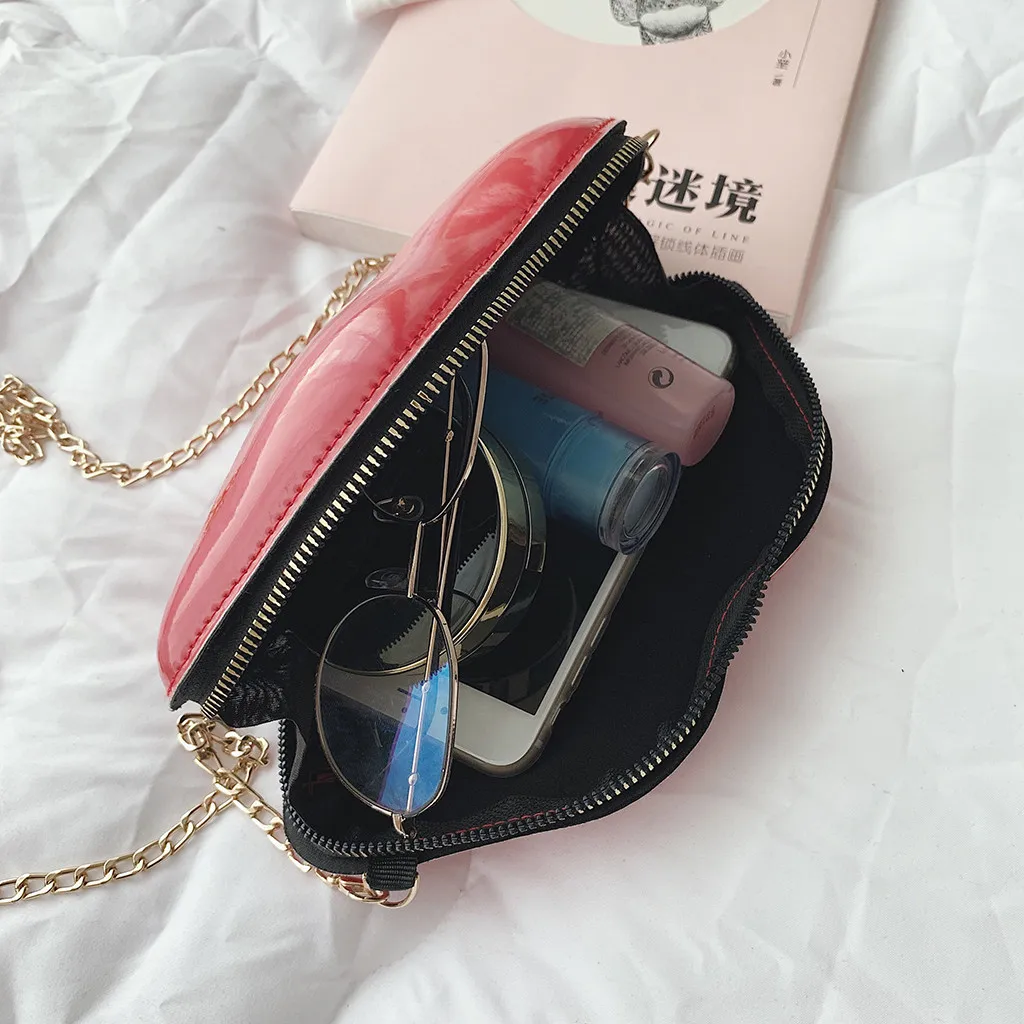 

Sexy Lips Style Fashion Pu Ladies Day Clutch Bag Chain Purse Shoulder Bag Handbag Women's Crossbody Mini Messenger Bag