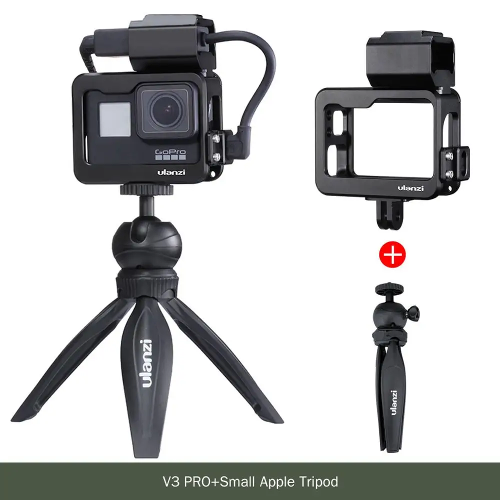 Зеленый цвет Защитная рамка для камеры Gopro Cage Hero 7 6 5 с фильтром, аксессуары для экшн-камеры с горячим башмаком для светящийся микрофон - Цвет: Зеленый цвет