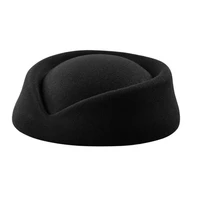 good quality women wool cap stewardess pillbox hat felt beret teardrop fascinator base sweet design